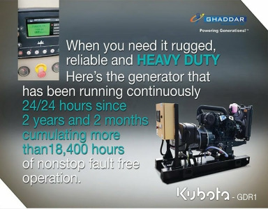 Ghaddar Kubota Generator exceeding 18,400 hours of nonstop operation…