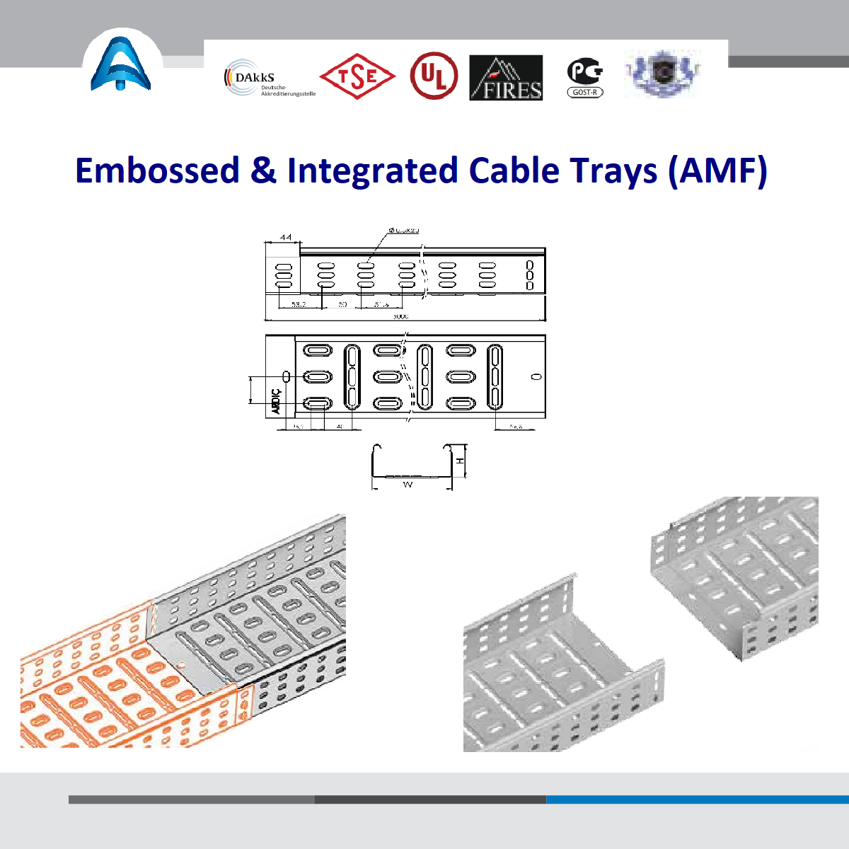 Embossed and Integrated Cable Trays (AMF Series)