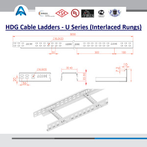 U Series HDG Cable Ladders (Interlaced Rungs):
