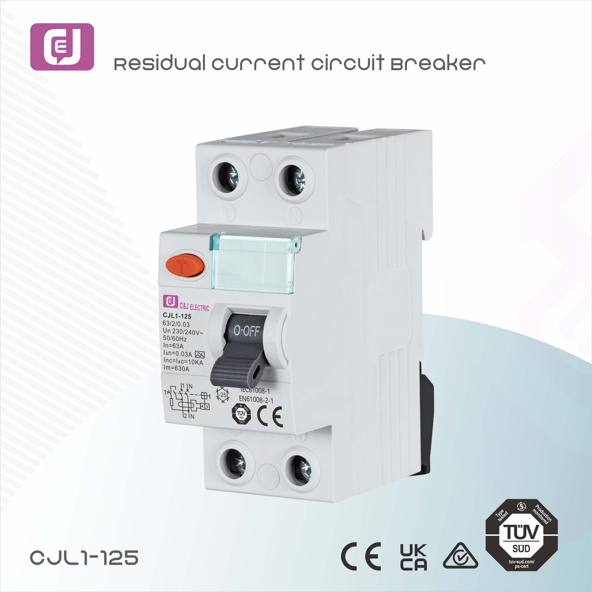 Residual Current Circuit Breaker CJL1-125 2P(RCCB)